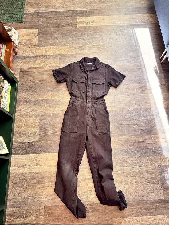 Good American Pants - Good American Fit For Success Short Sleeve Denim Jumpsuit Black Size 3